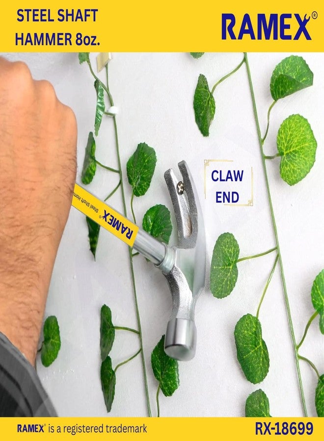 RAMEX Steel Shaft Hammer 8 Oz - Forged Steel Head for Superior Strength & Durability - Carpenter Tools for Wood Work, Home and Professional, 2 in 1 Combination Claw & Flat Head, 400gm (Pack of 1), DIY - Image 3